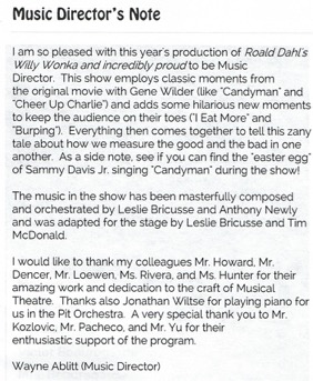 Music Director&#39;s Note